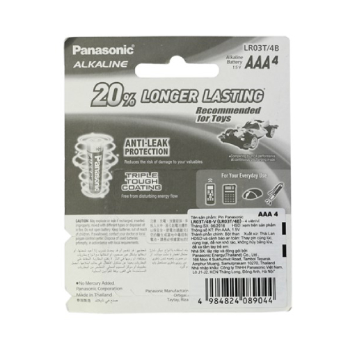 Pin Panasonic Alkaline LR03T/4B(LR03T/4B-V) - 4 viên AAA/ vỉ