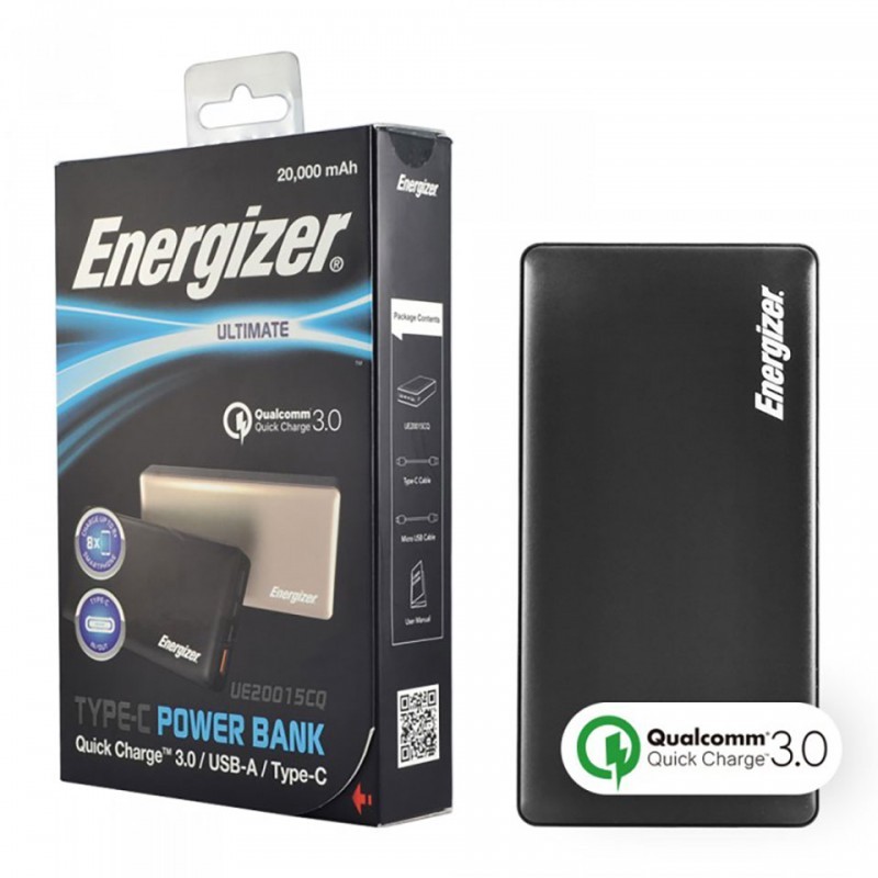 PIN SẠC DỰ PHÒNG ENERGIZER 20.000MAH QUICKCHARGE QUALCOMM 3.0 - UE20015CQ