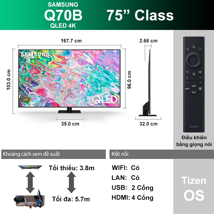QLED Tivi 4K Samsung 75Q70B 75 inch Smart TV