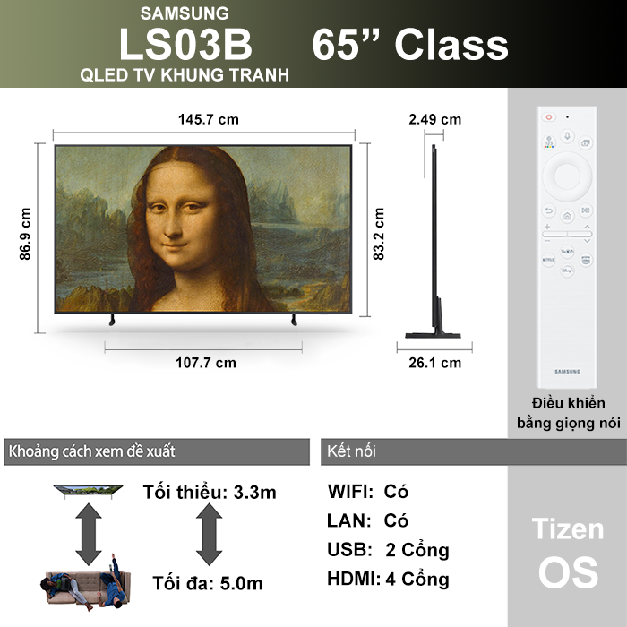 QLED Tivi Khung Tranh Samsung 4K 65 inch 65LS03B Lifestyle TV