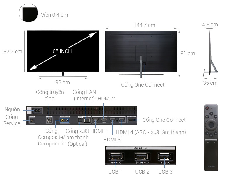 QLED Tivi Samsung 65Q9F 65 inch, 4K HDR, Smart TV