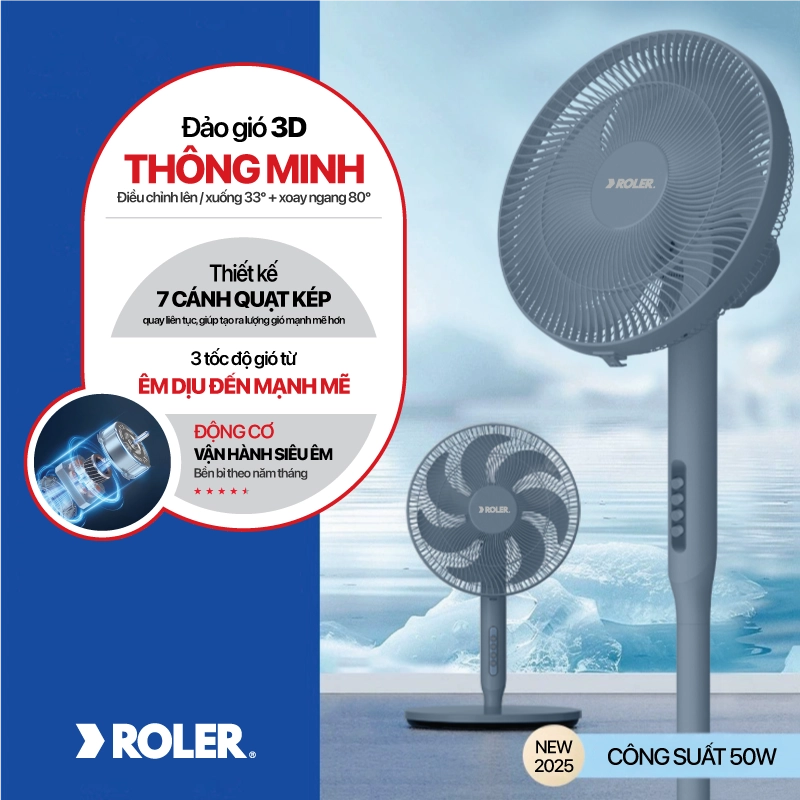 Quạt cây 7 cánh Roler RF-7126 Màu Xám