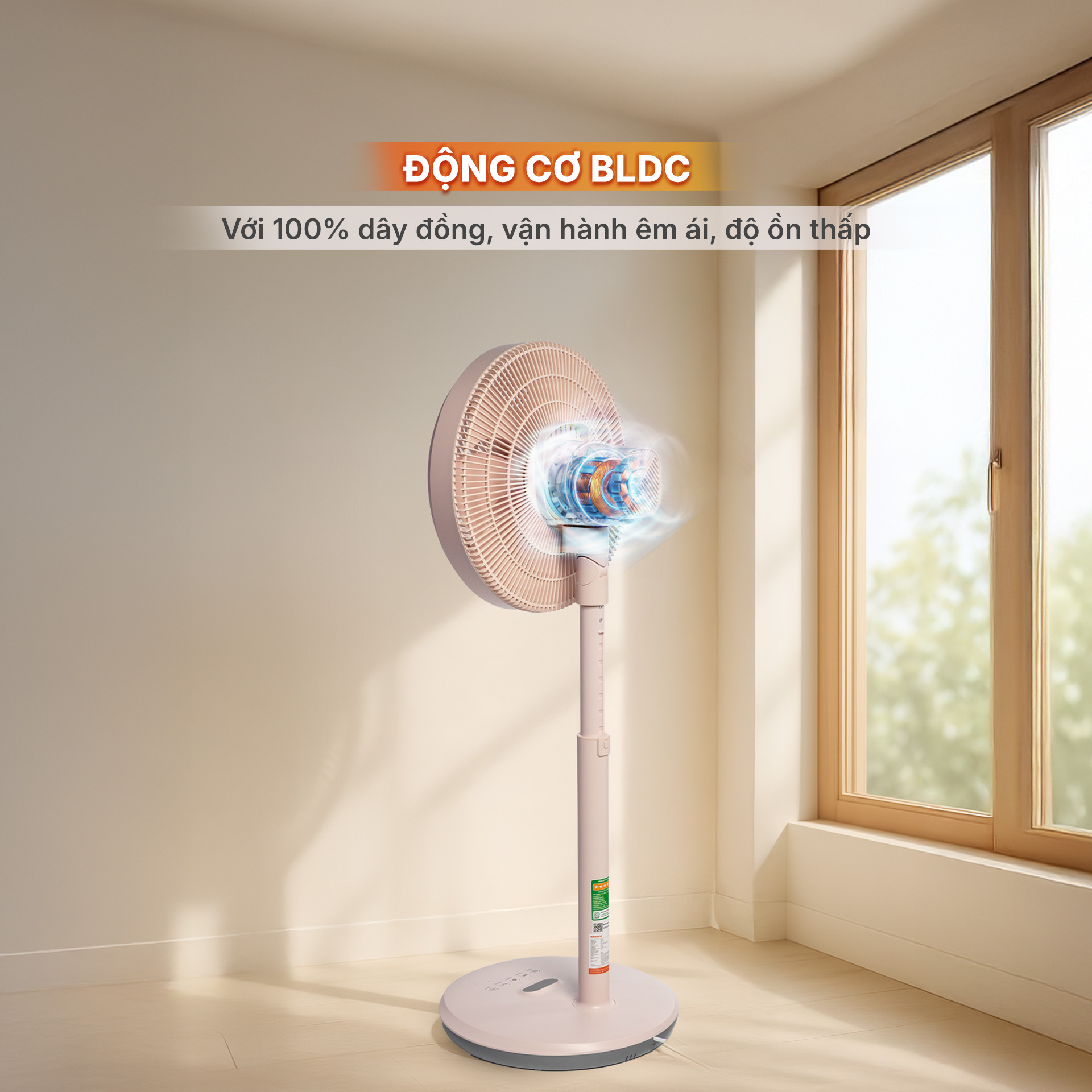 Quạt cây Nanoco BLDC NEF1499P-hồng-Điều khiển