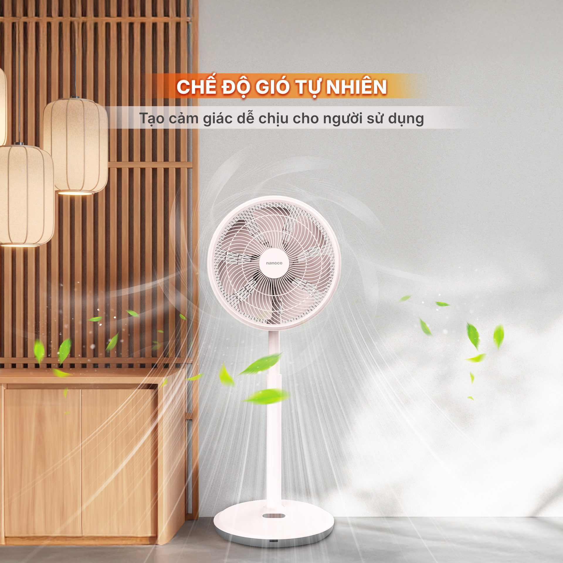 Quạt cây Nanoco BLDC NEF1499P-hồng-Điều khiển