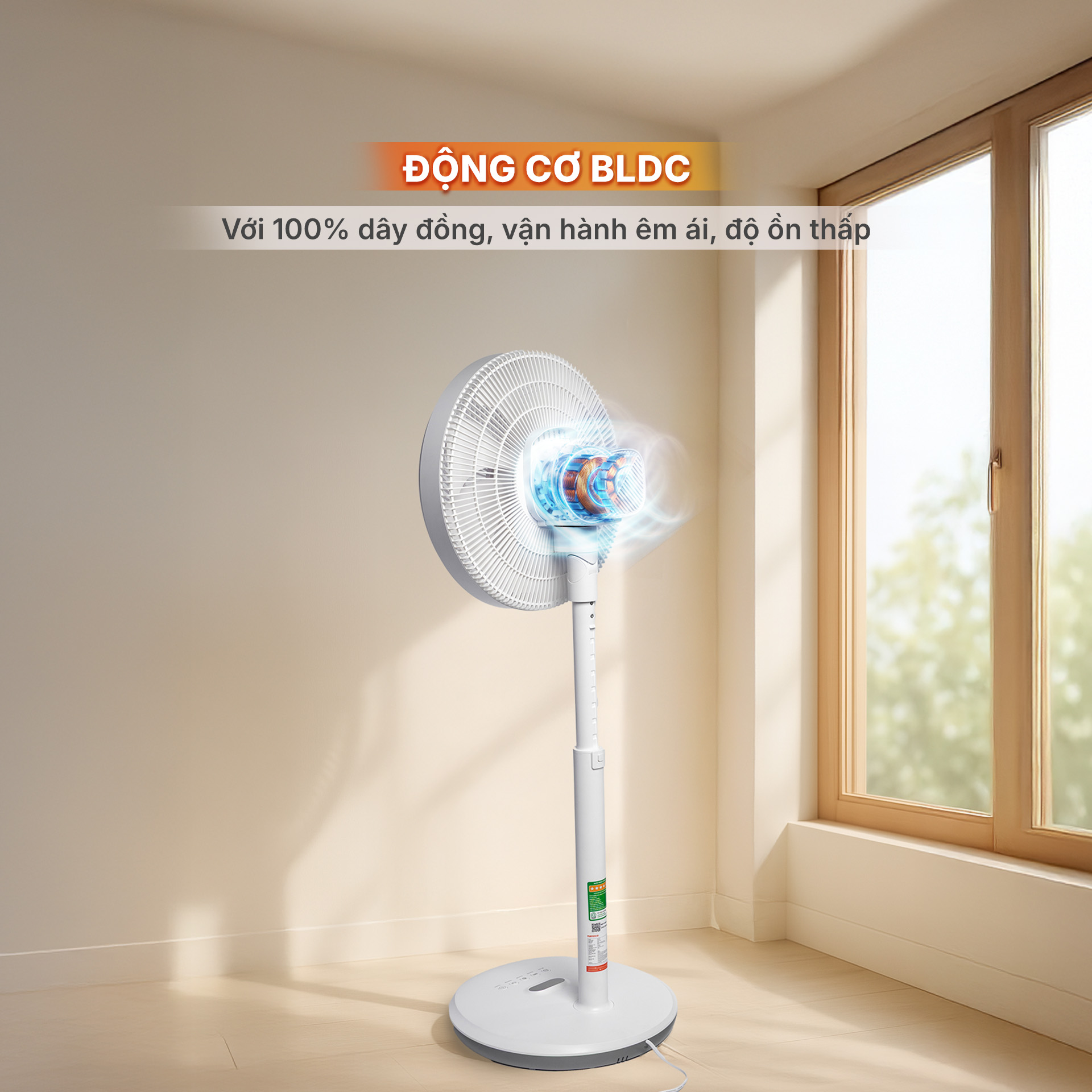 Quạt cây Nanoco BLDC NEF1499W-trắng-Điều khiển