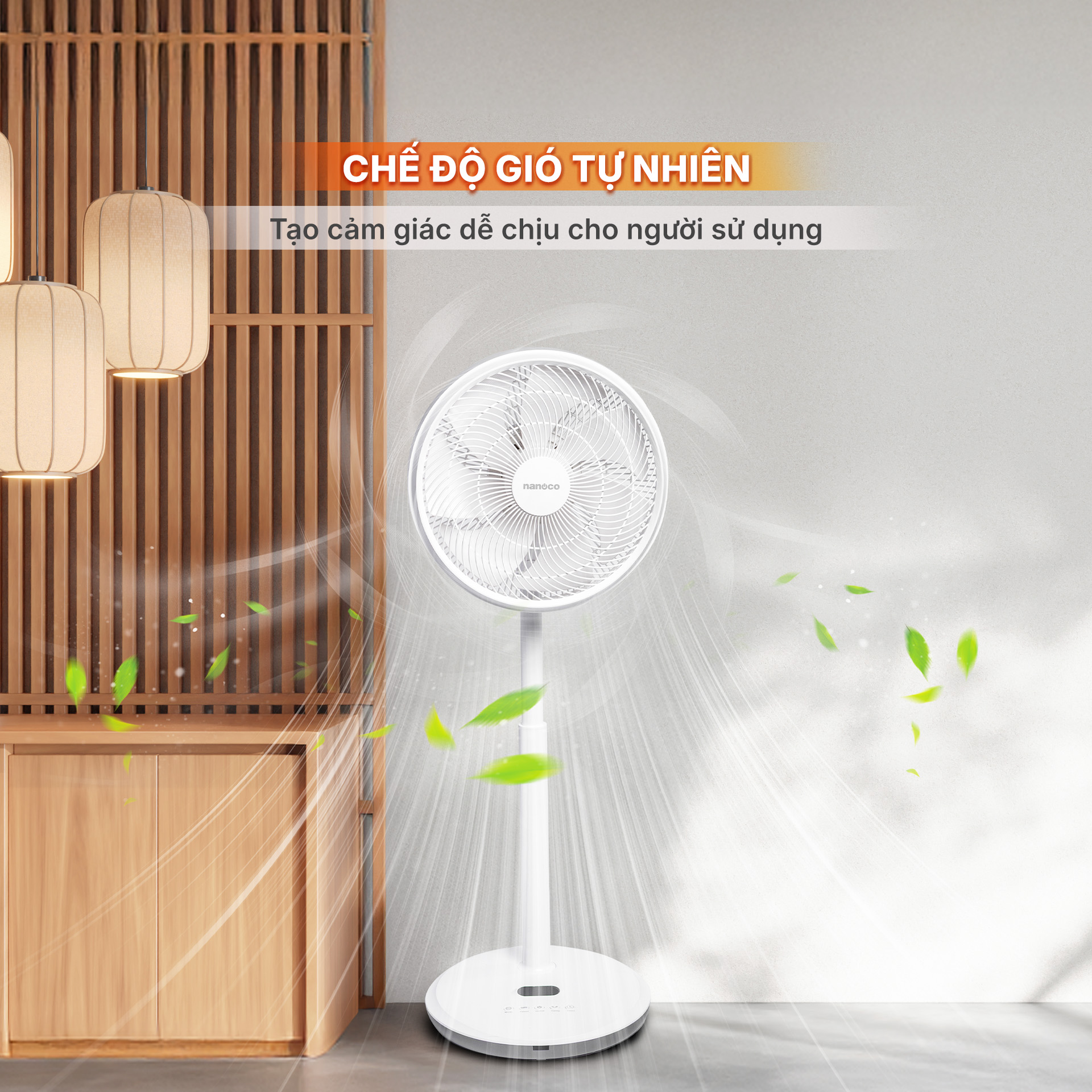 Quạt cây Nanoco BLDC NEF1499W-trắng-Điều khiển
