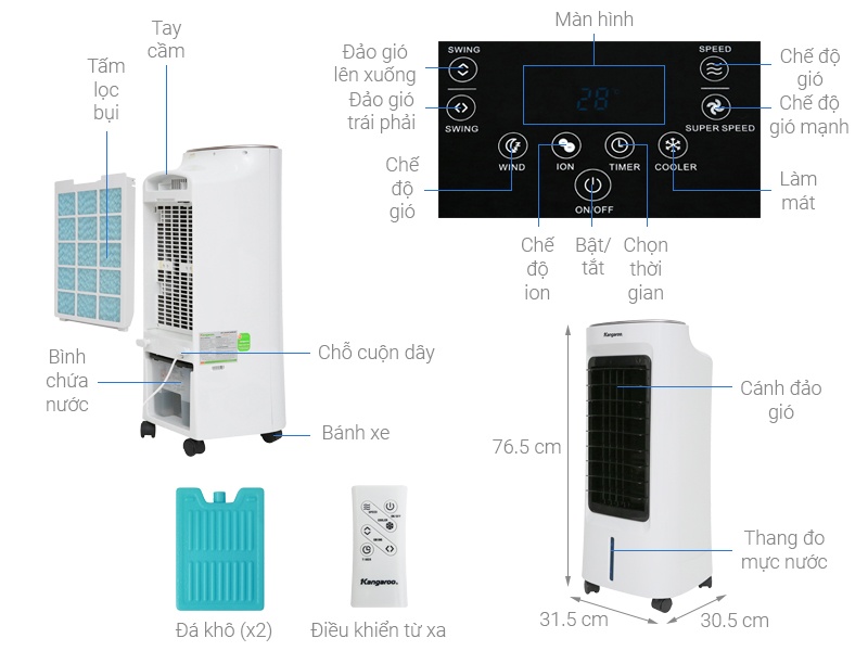 Quạt điều hòa Kangaroo KG50F58