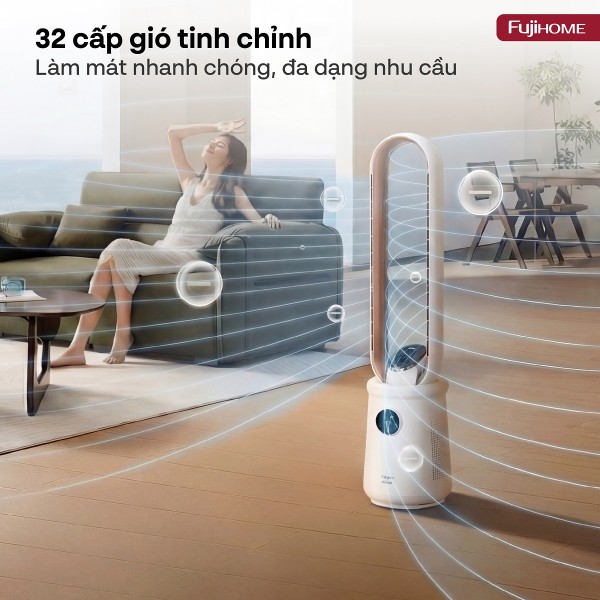 Quạt không cánh kết hợp lọc không khí điều khiển giọng nói Fujihome BF15-HEPA-VOICE- có điều khiển