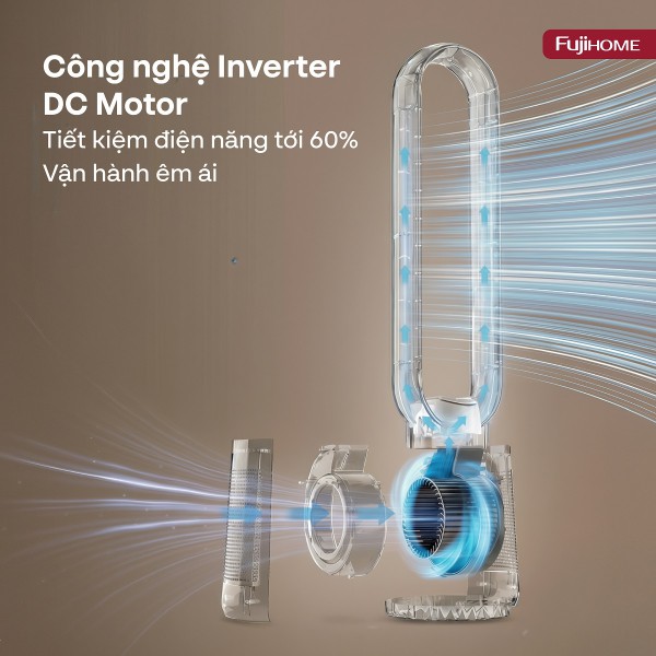Quạt không cánh kết hợp lọc không khí điều khiển giọng nói Fujihome BF15-HEPA-VOICE- có điều khiển