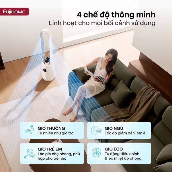Quạt không cánh kết hợp lọc không khí điều khiển giọng nói Fujihome BF15-HEPA-VOICE- có điều khiển