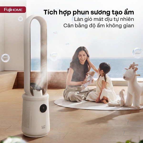 Quạt không cánh kết hợp lọc không khí điều khiển giọng nói Fujihome BF15-HEPA-VOICE- có điều khiển