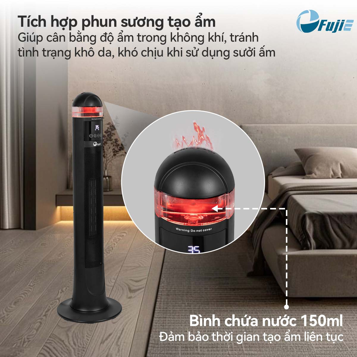Quạt sưởi thông minh Ceramic FujiE VH221 có điều khiển