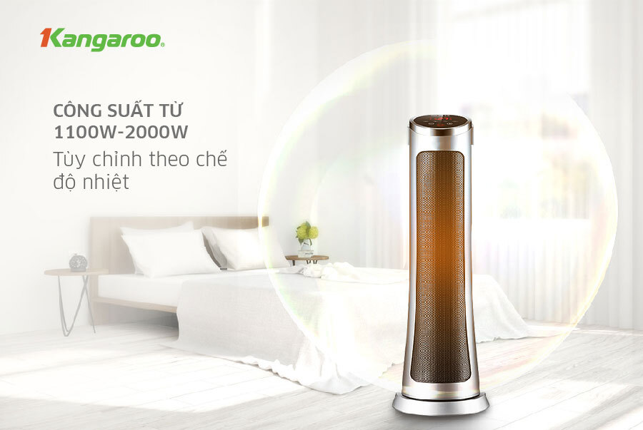 Quạt sưởi Ceramic Kangaroo KGFH06 Hiển thị LED