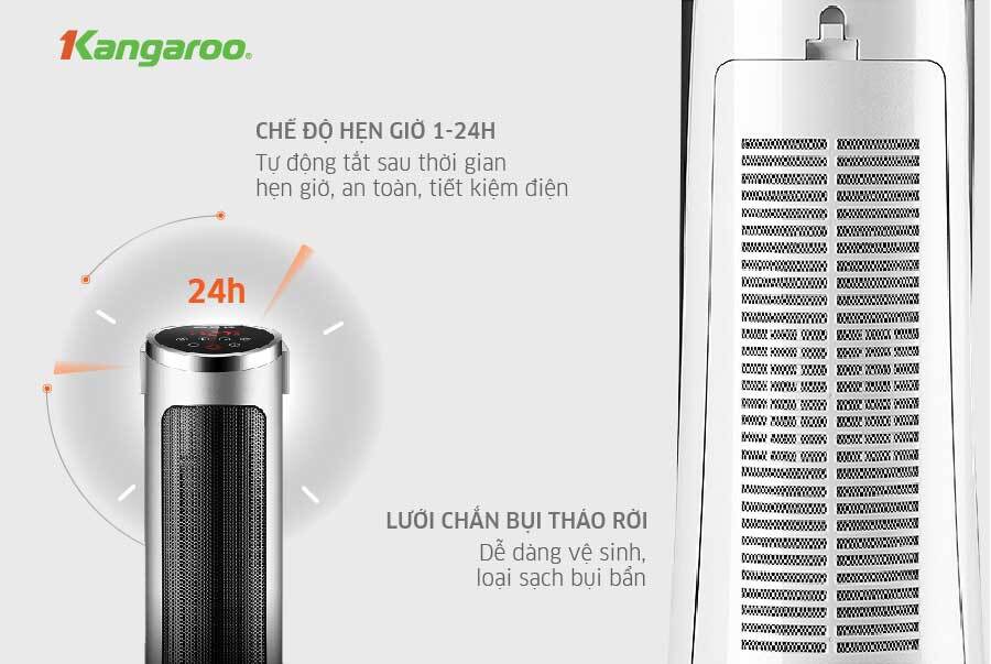 Quạt sưởi Ceramic Kangaroo KGFH06 Hiển thị LED