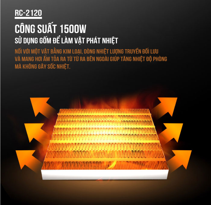 Quạt sưởi Ceramic Roler RC-2120 (1500W)