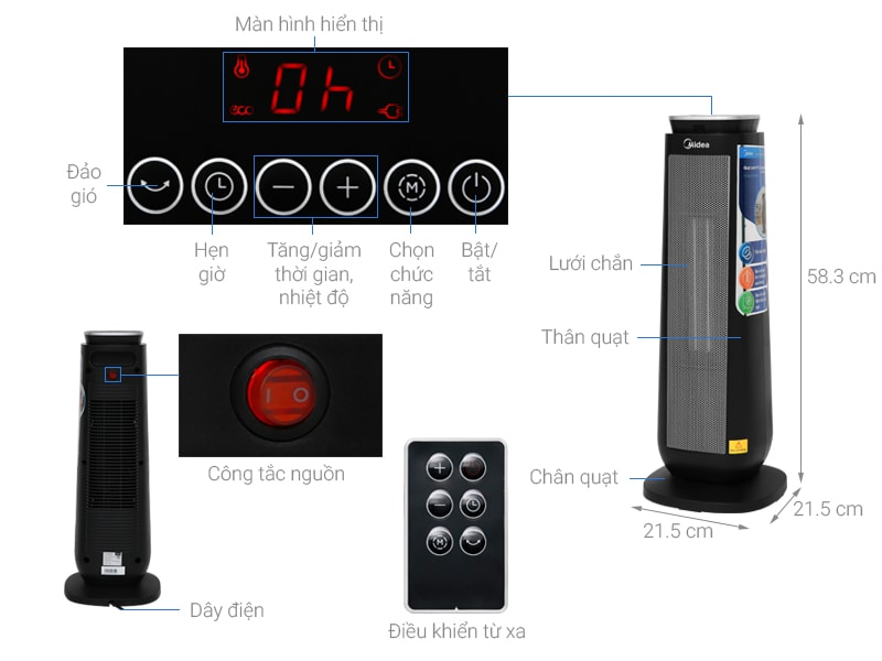 Quạt sưởi nhiệt ceramic Midea MH-P20-AR