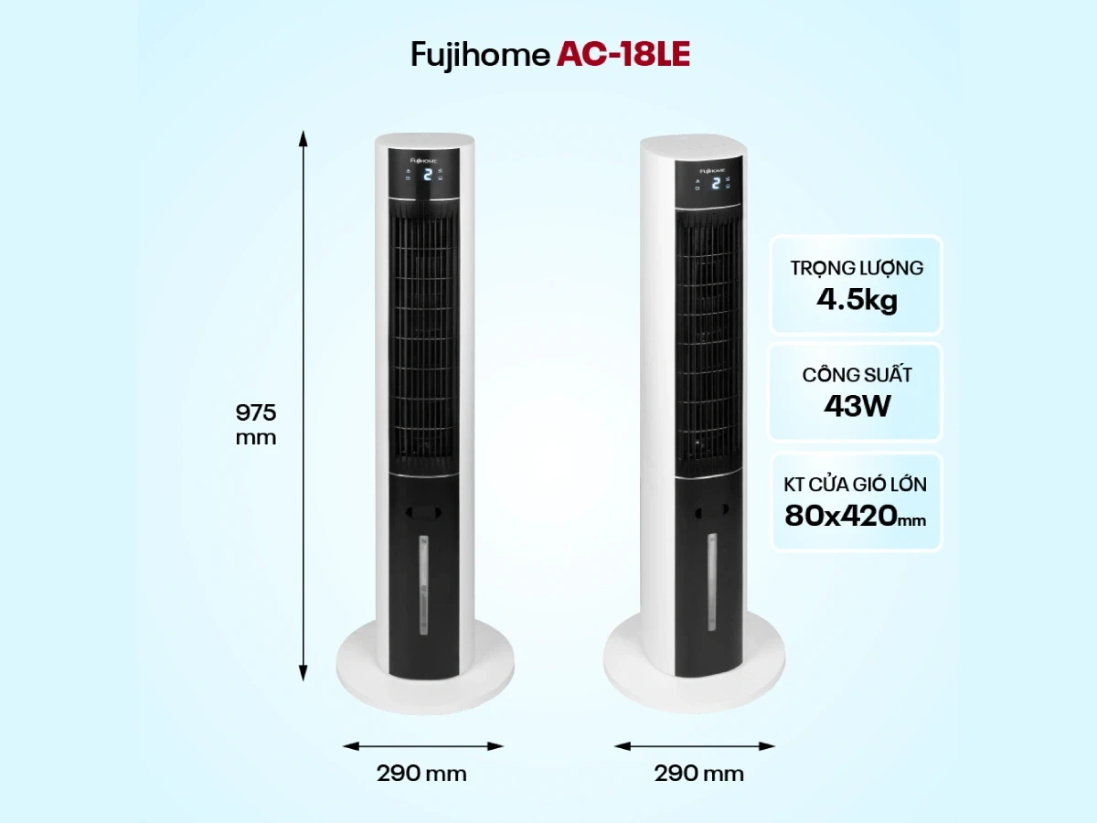 Quạt tháp hơi nước kết hợp lọc không khí Fujihome AC-18LE- có điều khiển