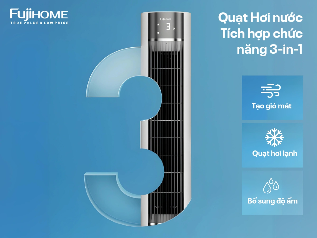 Quạt tháp hơi nước kết hợp lọc không khí Fujihome AC-18LE- có điều khiển