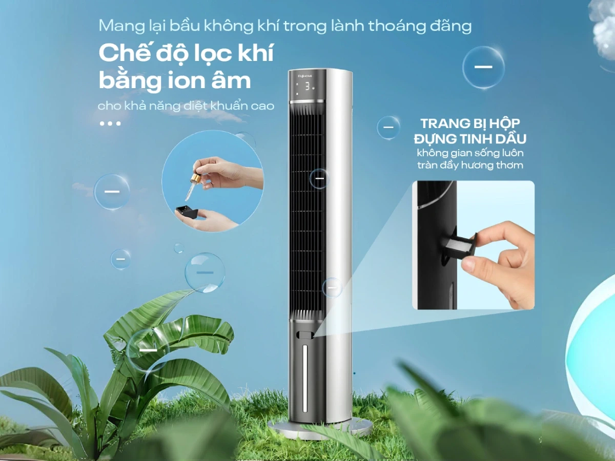 Quạt tháp hơi nước kết hợp lọc không khí Fujihome AC-18LE- có điều khiển