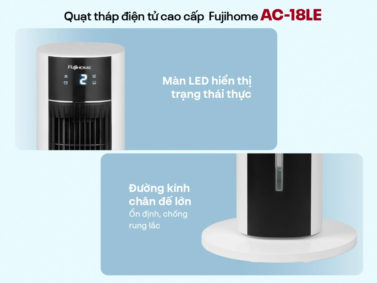 Quạt tháp hơi nước kết hợp lọc không khí Fujihome AC-18LE- có điều khiển