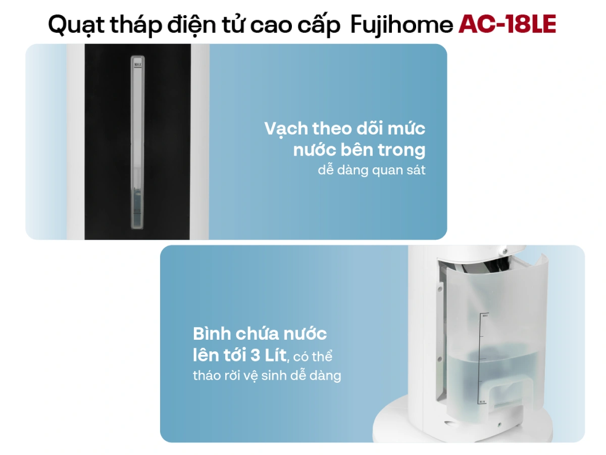 Quạt tháp hơi nước kết hợp lọc không khí Fujihome AC-18LE- có điều khiển