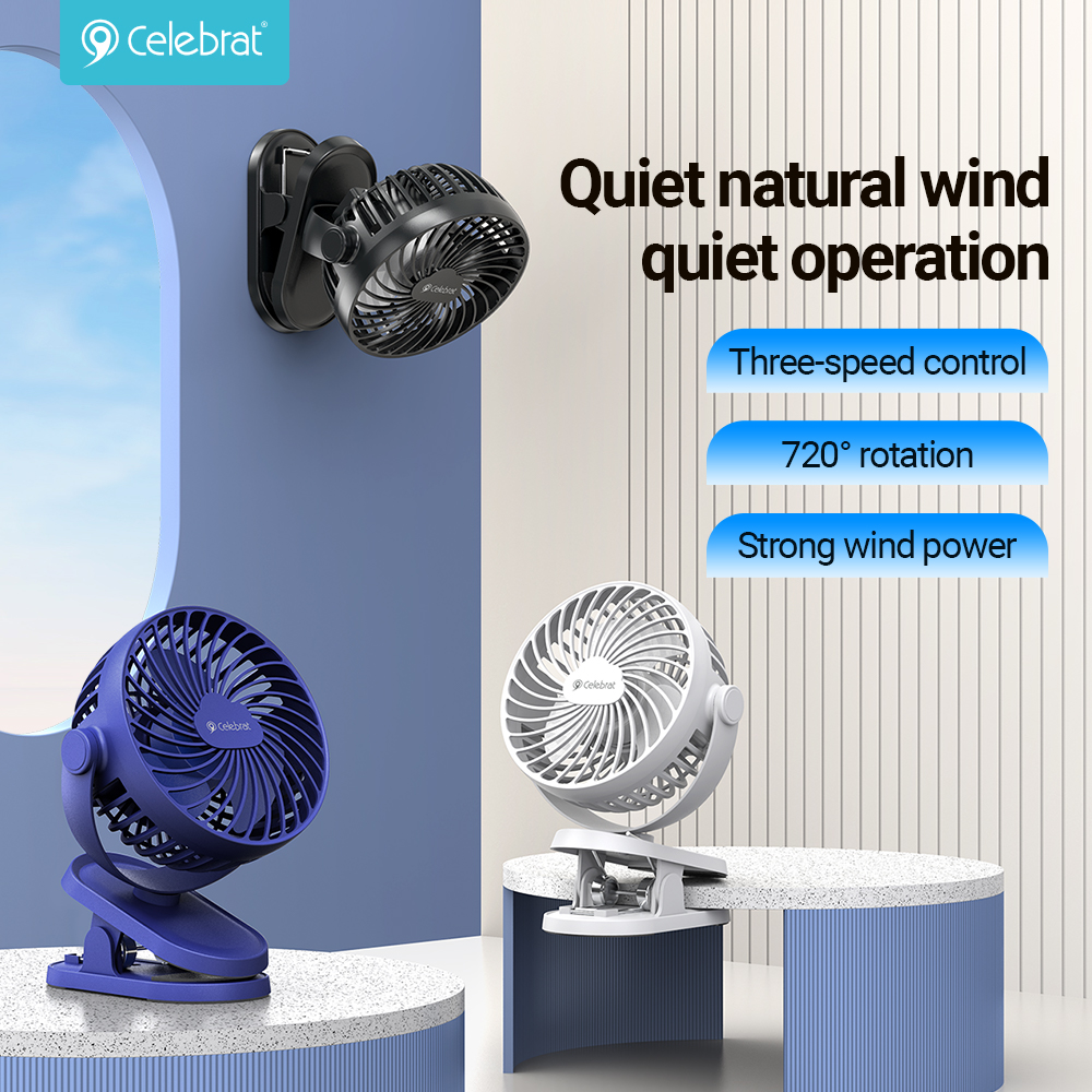 Quạt tích điện Celebrat 720 Rotate Portable Destop F4 White/ Blue 1.200mAh