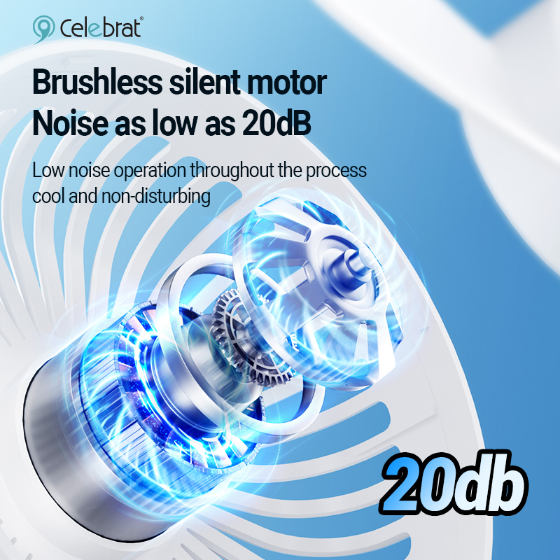 Quạt tích điện Celebrat 720 Rotate Portable Destop F4 White/ Blue 1.200mAh