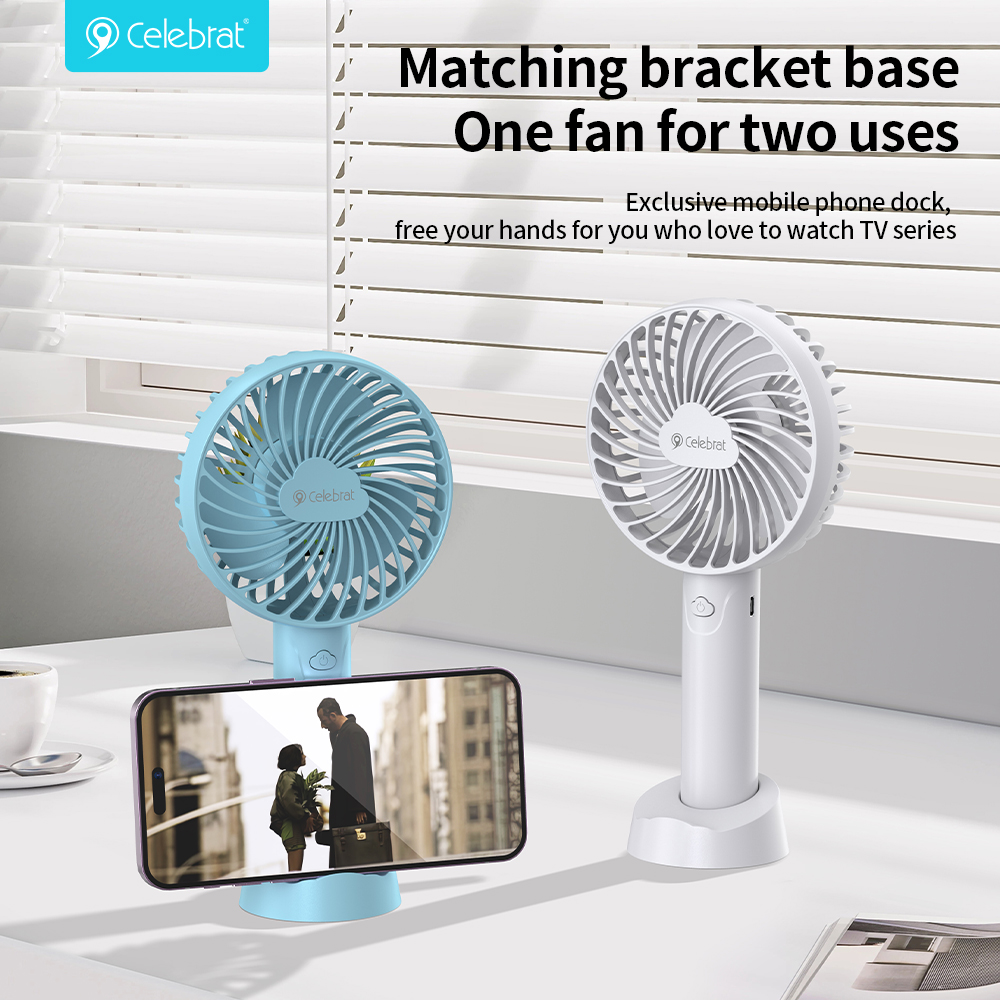 Quạt tích điện Celebrat Portable Handheld F6 White/ Blue 1.200mAh