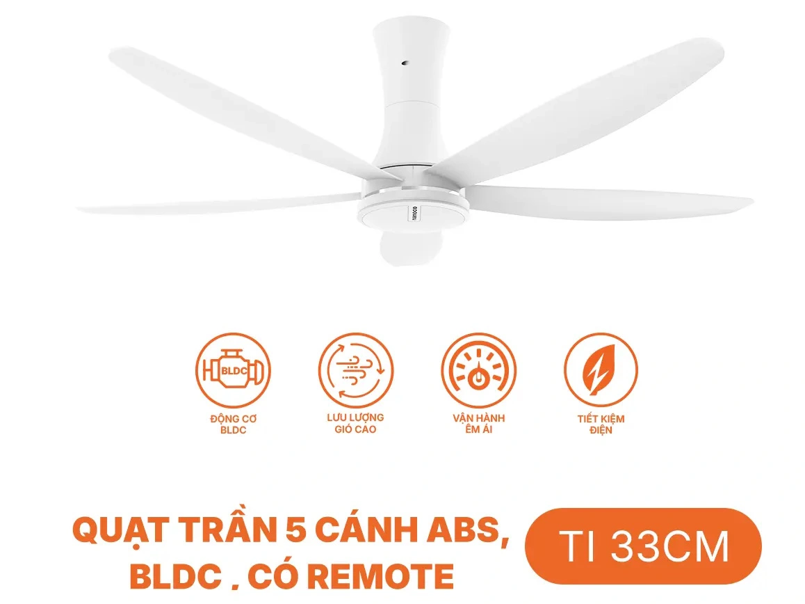 Quạt trần 5 cánh Nanoco DC ABS NCF6051-W-trắng-ti33-Điều khiển