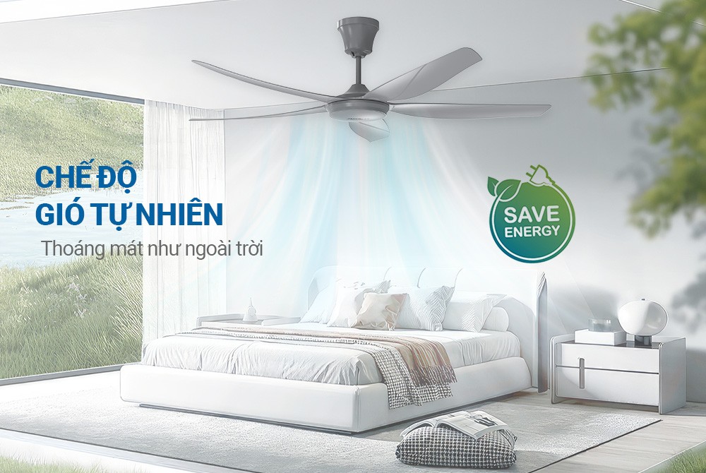 Quạt trần 5 cánh Sunhouse Apex APF7660G-đk