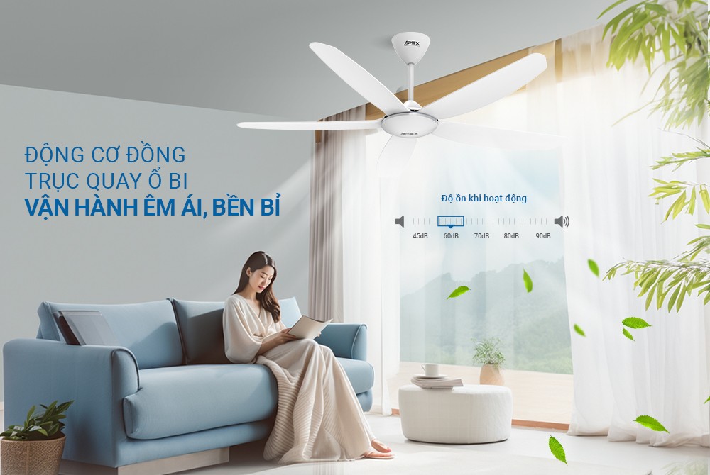 Quạt trần 5 cánh Sunhouse Apex APF7666W-Điều khiển