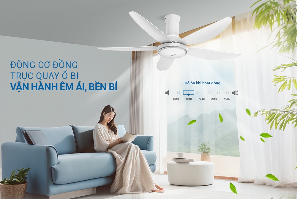 Quạt trần 5 cánh Sunhouse Apex APF7676W-đèn LED-điều khiển