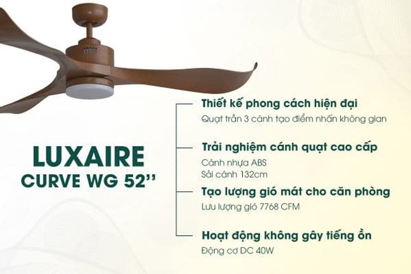 Quạt Trần Luxuryfan Luxaire  - Curve CV523-DC-LED