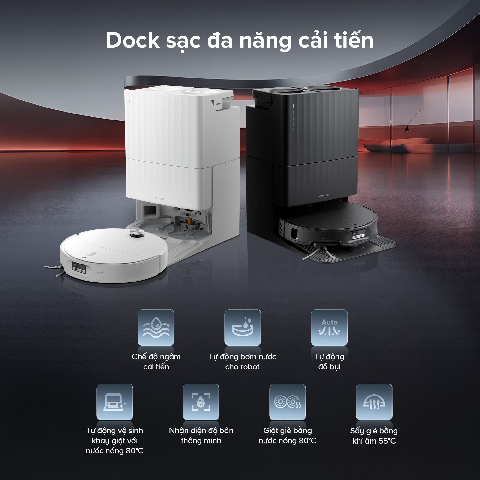 Robot hút bụi lau nhà giặt giẻ Roborock Qrevo Edge 2 Đen