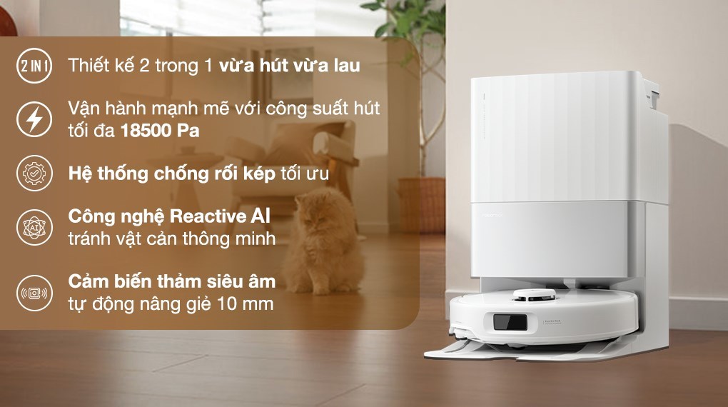 Robot hút bụi lau nhà Roborock Qrevo 5V1 Trắng