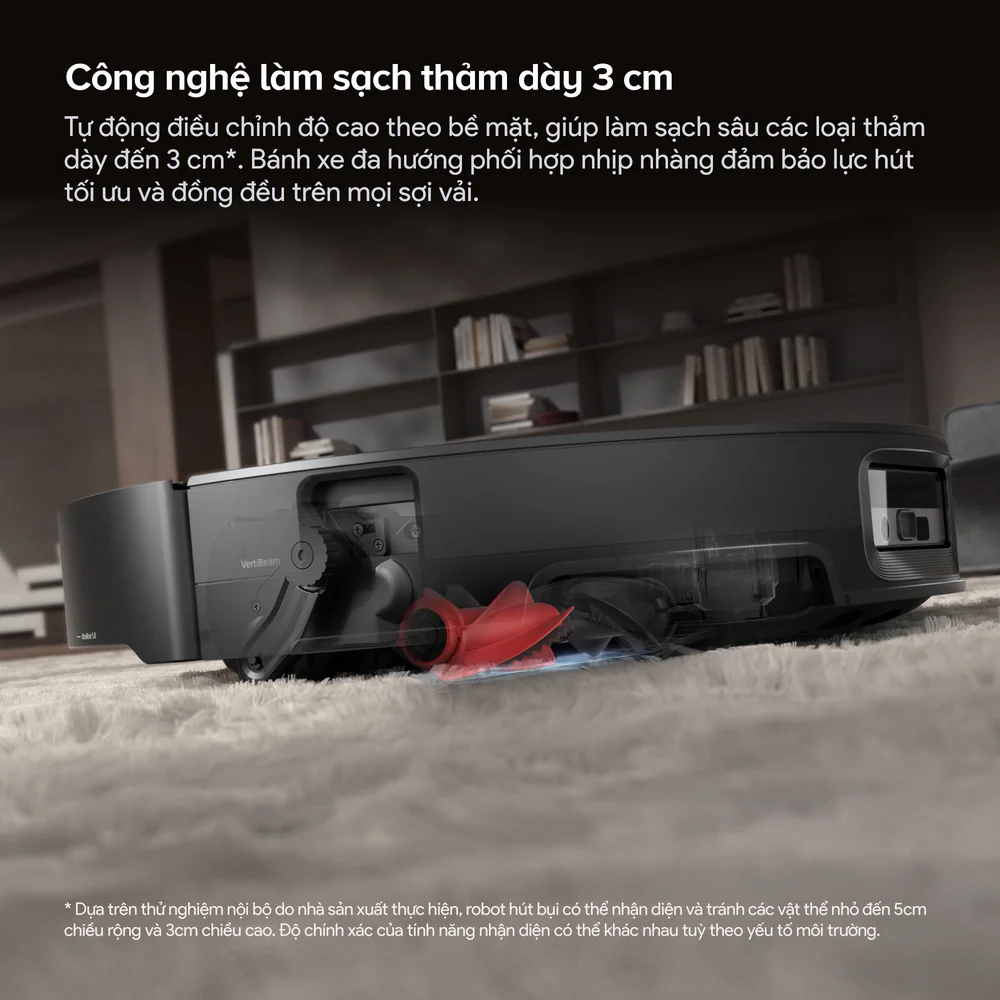 Robot hút bụi lau nhà Roborock Saros 20 Sonic Đen