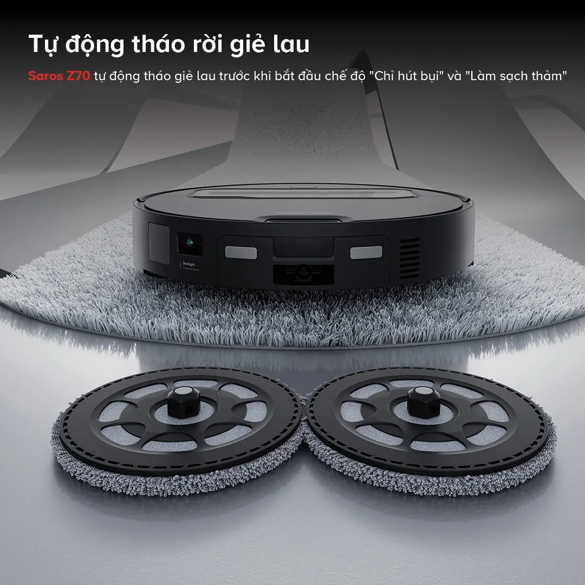 Robot hút bụi lau nhà Roborock Saros Z70 Đen