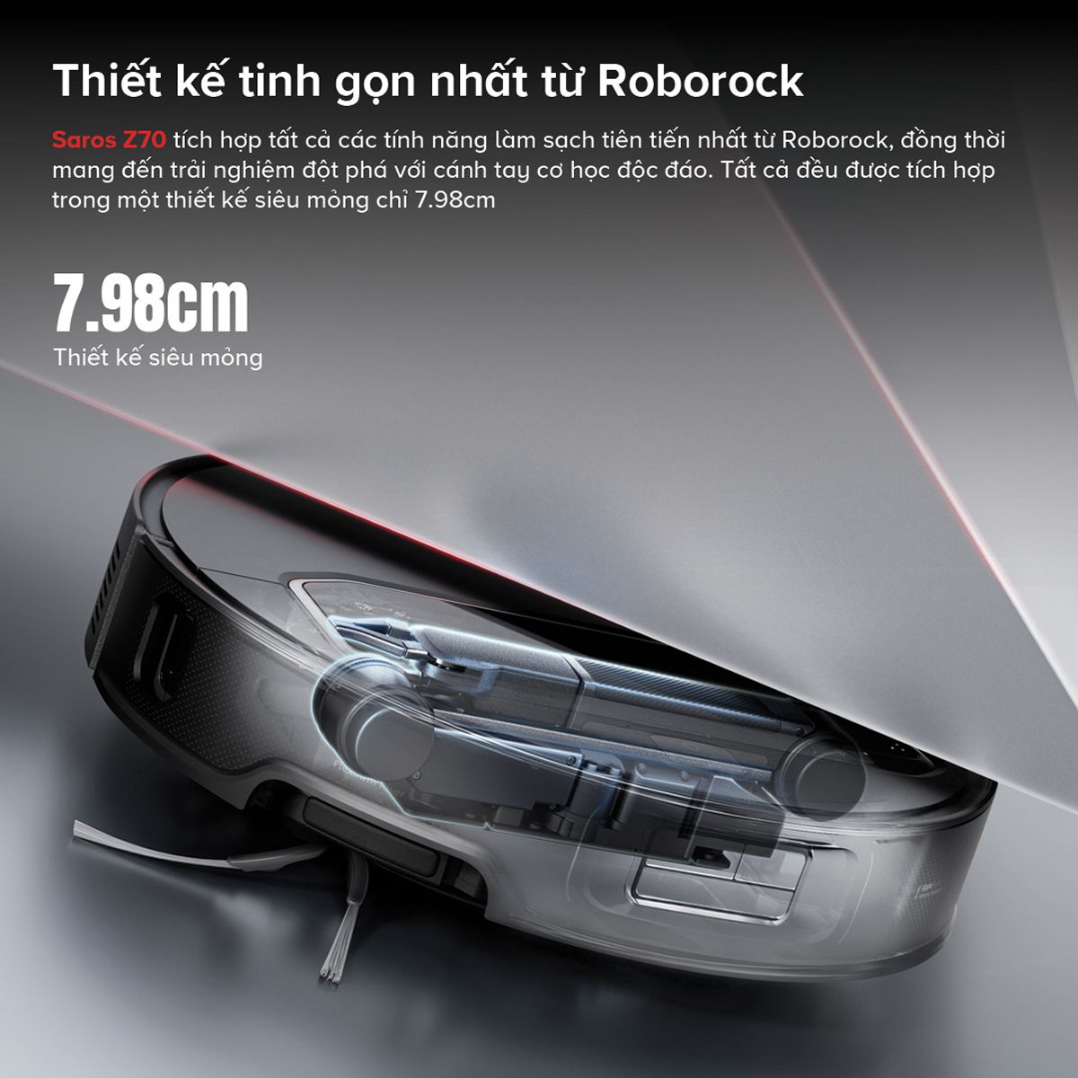 Robot hút bụi lau nhà Roborock Saros Z70 Đen
