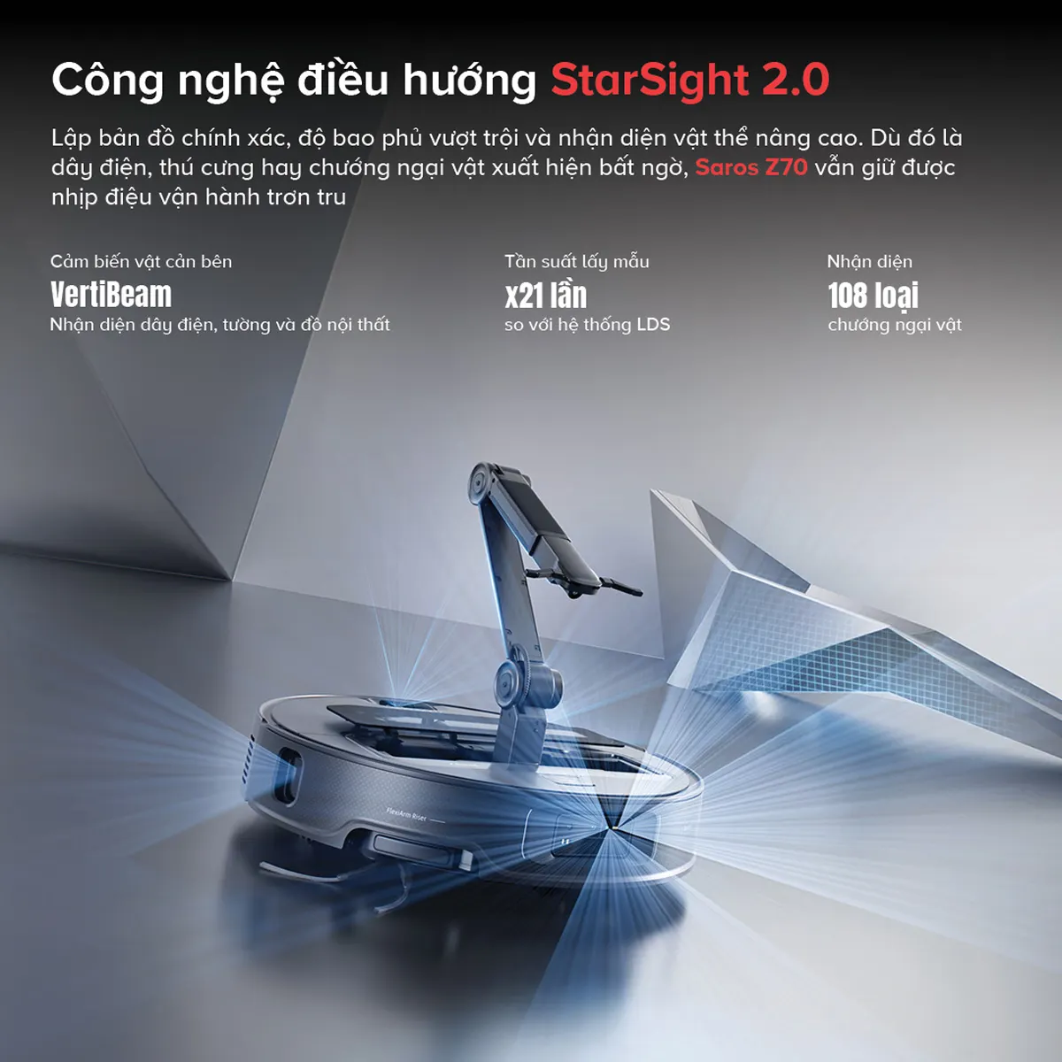 Robot hút bụi lau nhà Roborock Saros Z70 Đen