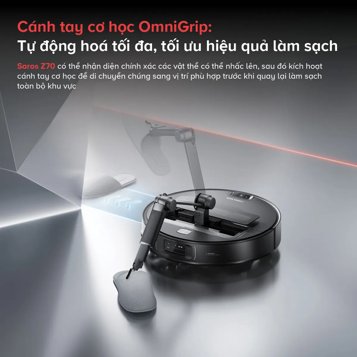 Robot hút bụi lau nhà Roborock Saros Z70 Đen