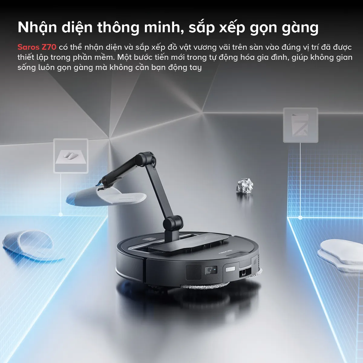 Robot hút bụi lau nhà Roborock Saros Z70 Đen