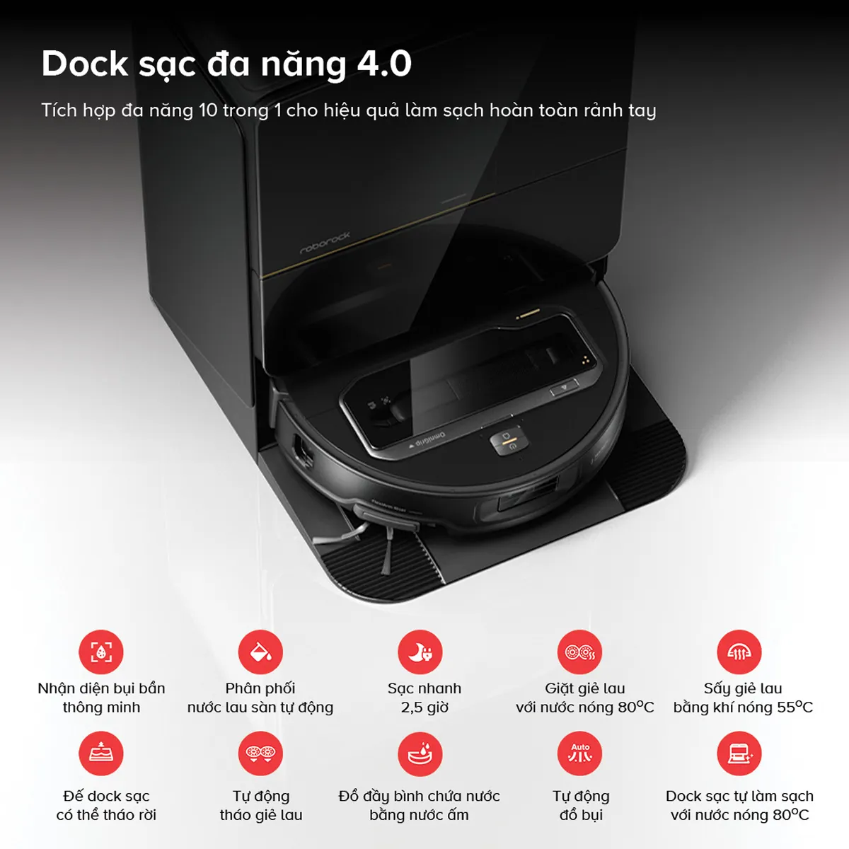 Robot hút bụi lau nhà Roborock Saros Z70 Đen