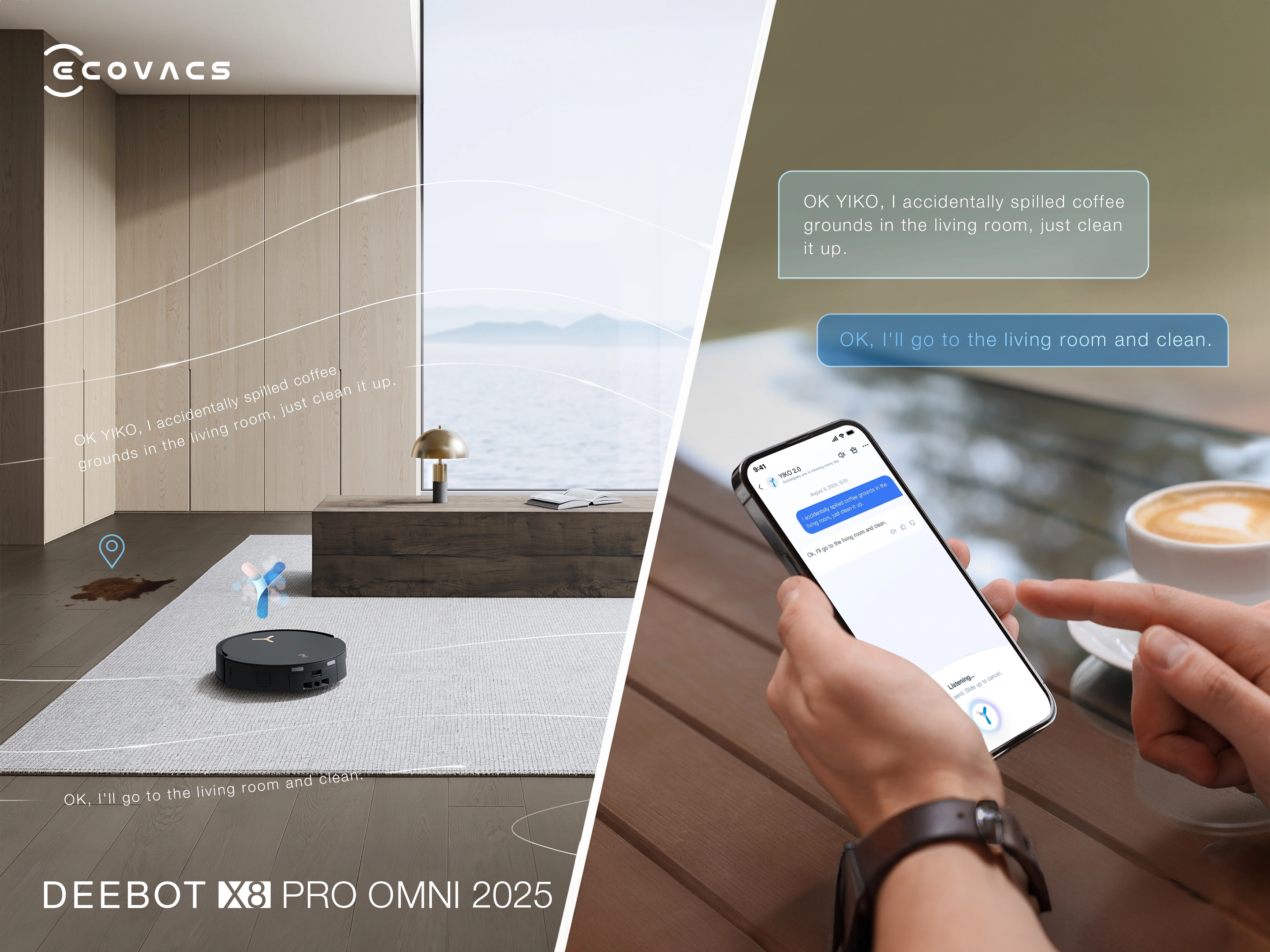 Robot hút bụi thông minh ECOVACS Deebot X8 PRO OMNI đen