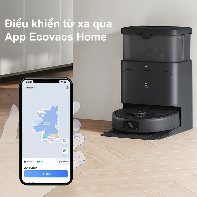 Robot hút bụi thông minh Ecovacs N30 Pro Omni đen