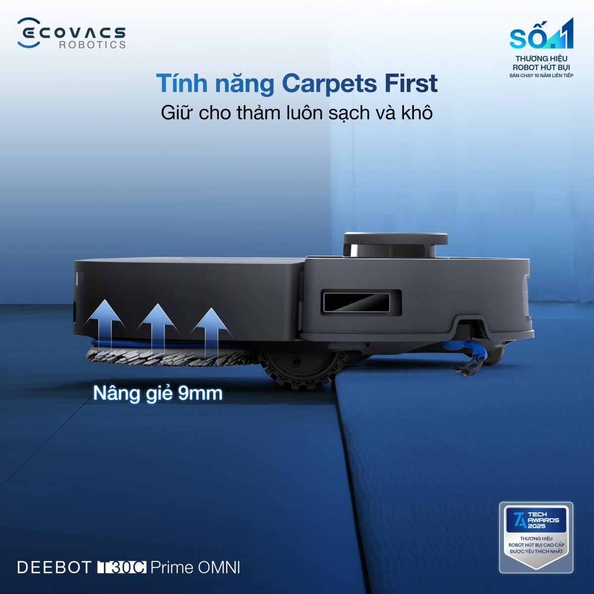 Robot hút bụi thông minh Ecovacs T30C Prime Omni Black