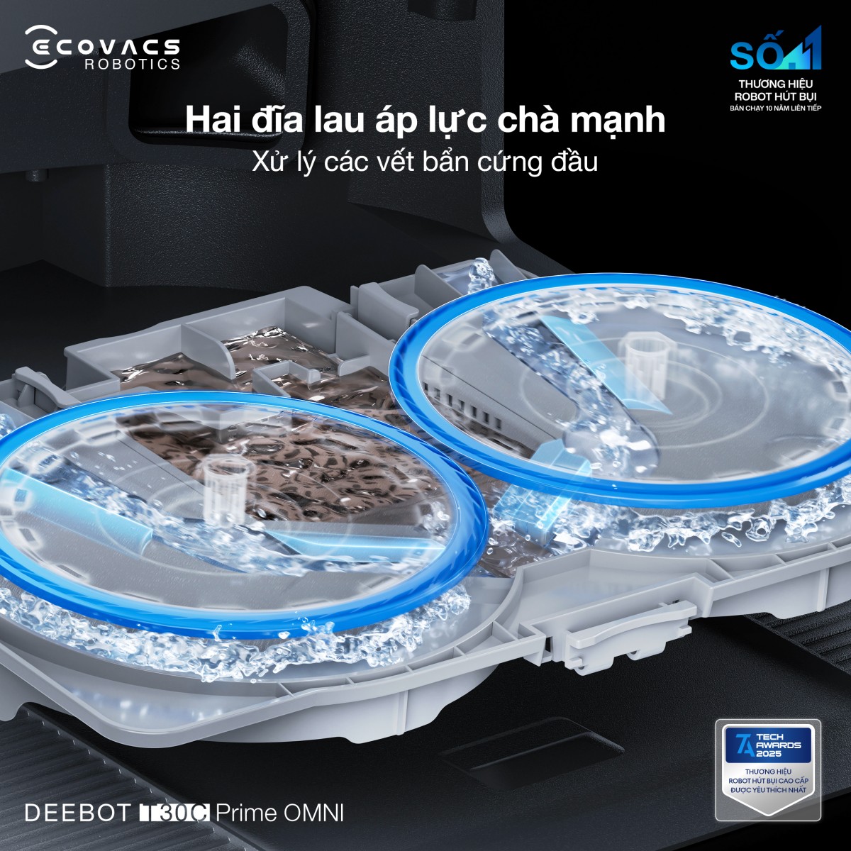 Robot hút bụi thông minh Ecovacs T30C Prime Omni Black