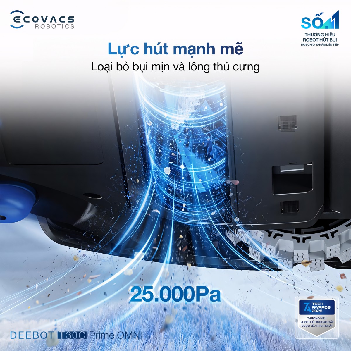 Robot hút bụi thông minh Ecovacs T30C Prime Omni White