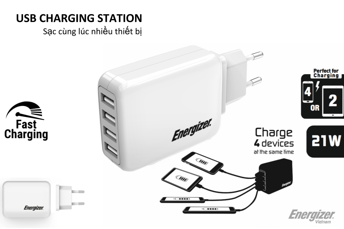 SẠC 4.2A 20W ENERGIZER CL 4USB USA4BEUCWH5