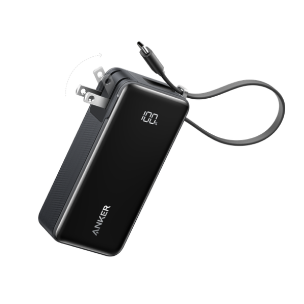 Sạc dự phòng Anker Fusion 1C 30W 10000mah (Built-In USB-C Cable) Đen (Black) B2B_A1637