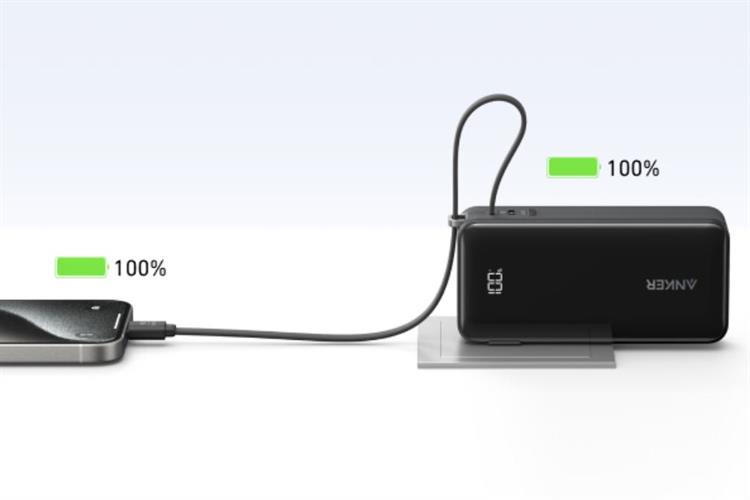 Sạc dự phòng Anker Fusion 1C 30W 10000mah (Built-In USB-C Cable) Đen (Black) B2B_A1637